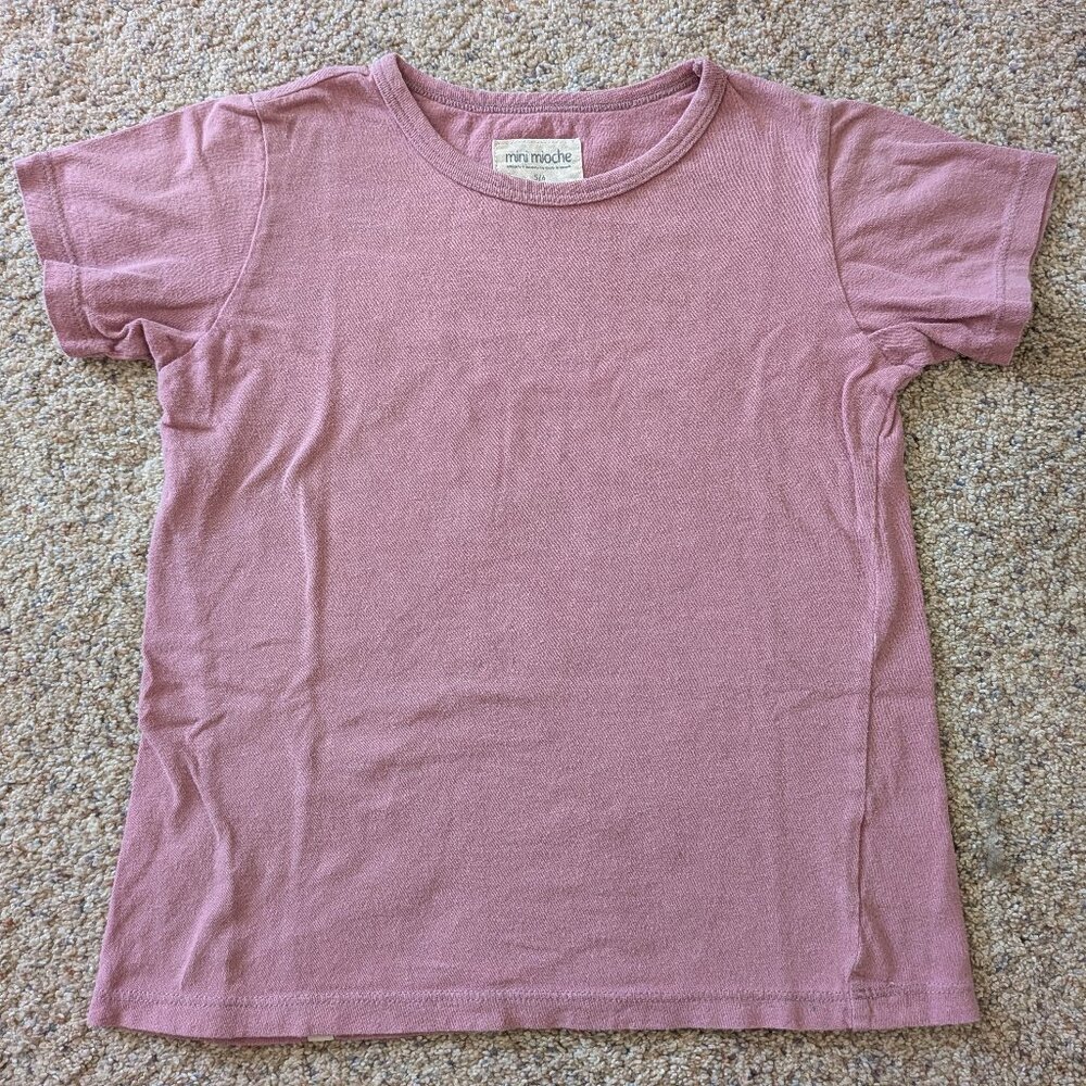 Mini Mioche Cloud Organic Cotton Short Sleeve Tee - Boysenberry - Size 5/6